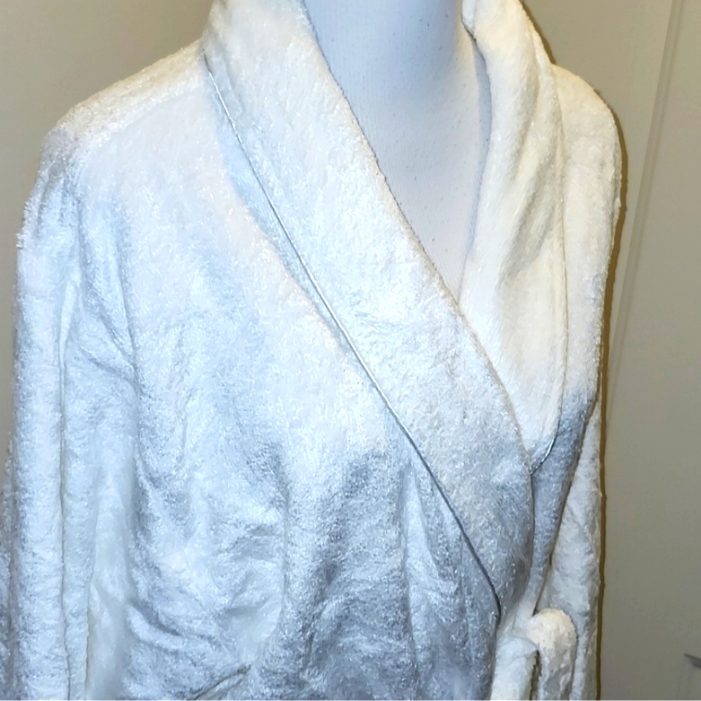 Fishers Finery BATH COZY Robe Bamboo Viscose / Cotton White L/ XL UNISEX NWT - Picture 4 of 8
